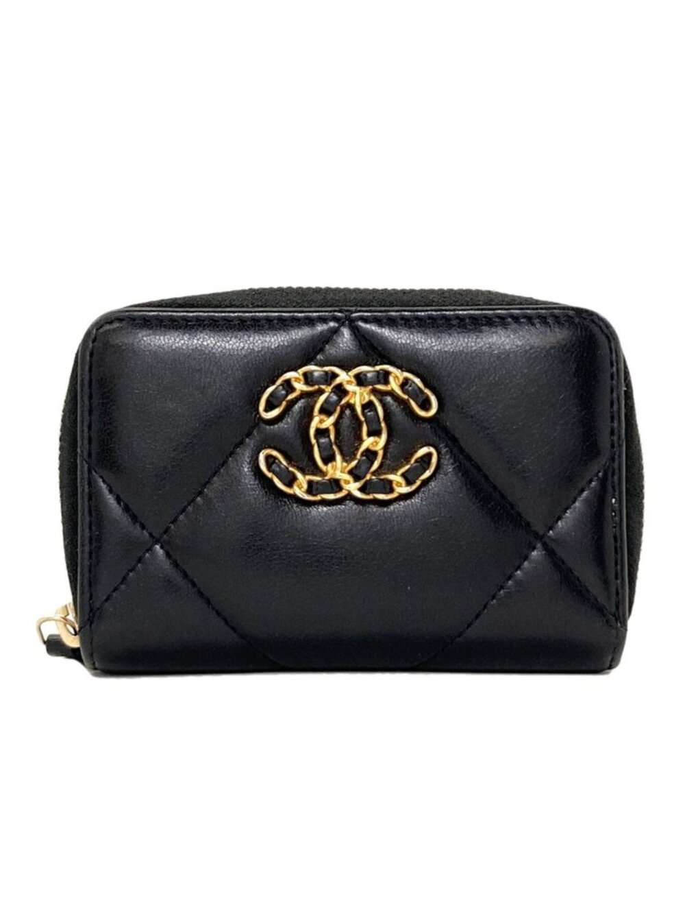 Chanel 19 Quilted Gold Coin Purse Lambskin